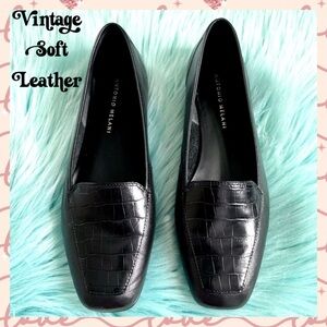 ⭐️ Antonio Melani 90s Soft LEATHER Black Crocodile Print Loafers Women’s 8